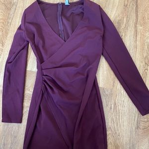 Purple Bodycon Dress, low cut, zip up the back!